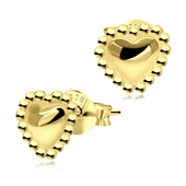 Gold Plated Heart Silver Studs Earring STS-752-GP